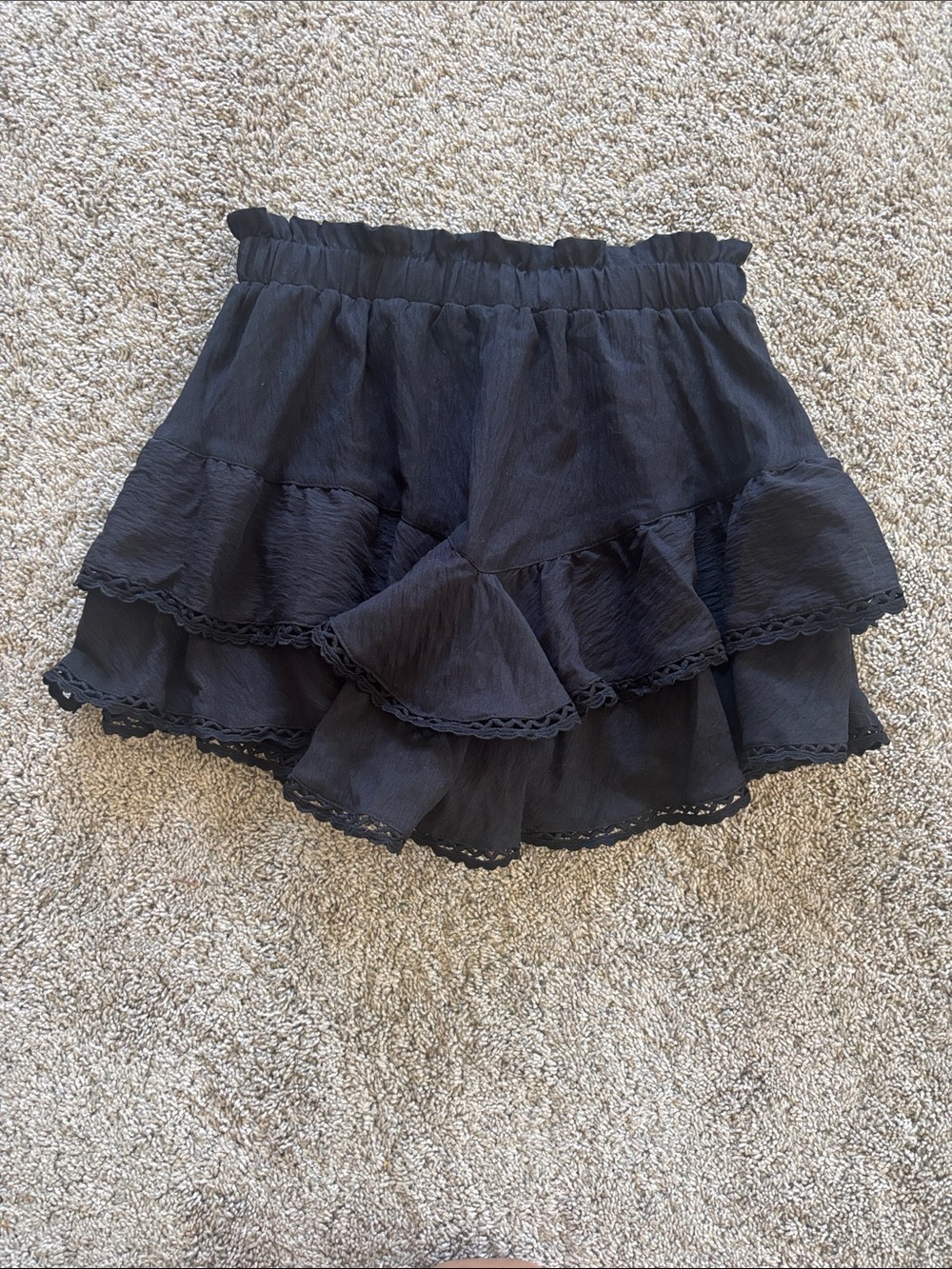 Amazon Black Tiered Ruffle Mini Skirt
